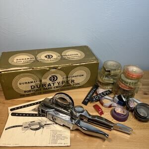 1962 Duramatic Portable Embossing Tool LABEL MAKER Duratyper w/Label Tape Colors